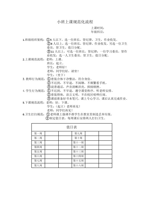 精品小班课规范化流程