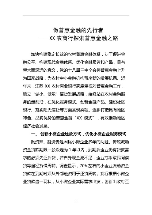 普惠金融工作情况汇报