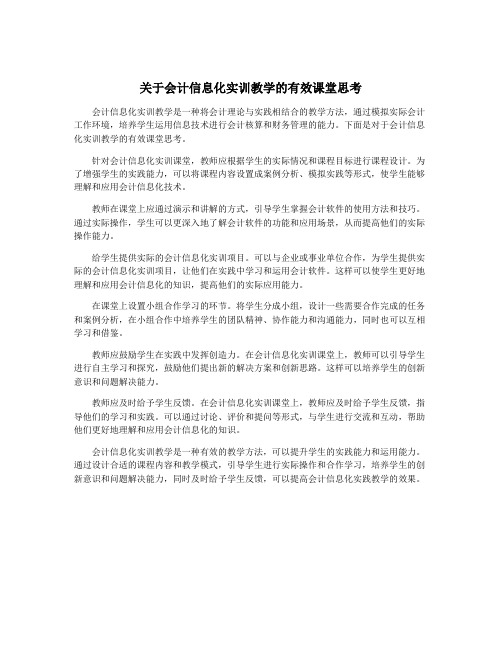 关于会计信息化实训教学的有效课堂思考