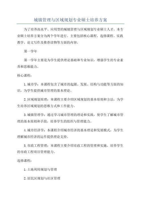 城镇管理与区域规划专业硕士培养方案