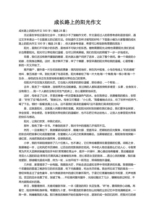 成长路上的阳光作文500字（精选28篇）