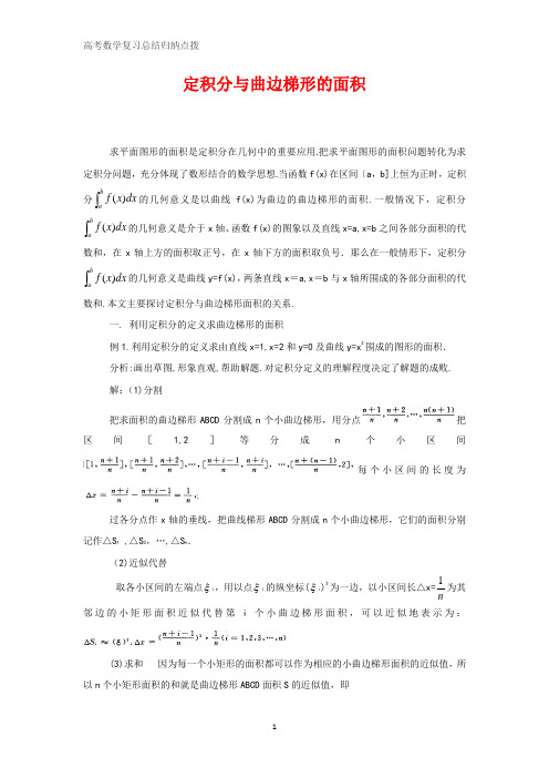 高中数学总结归纳 定积分与曲边梯形的面积