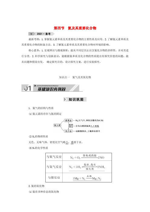 高考化学一轮复习 第四章 非金属及其化合物 第四节 氮及其重要化合物学案 新人教版-新人教版高三全册