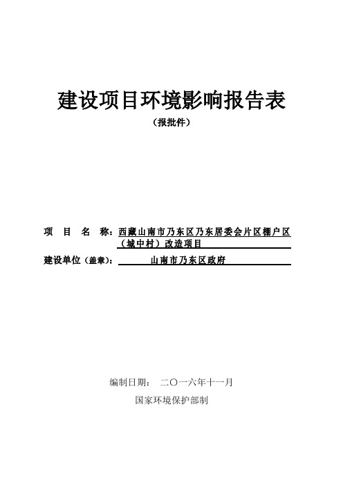 西藏山南市乃东区乃东居委会片区棚户区改造项目环境影响评价报告表