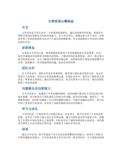 大学实训心得体会