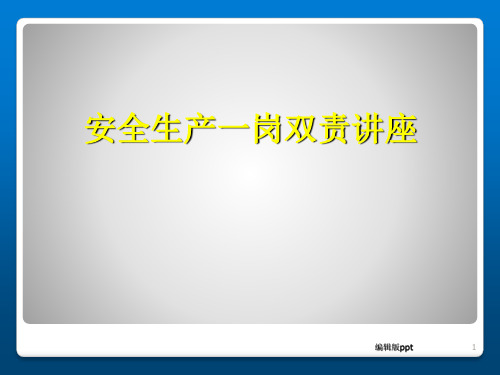 安全生产一岗双责讲座PPT课件