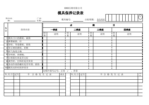 模具保养记录表