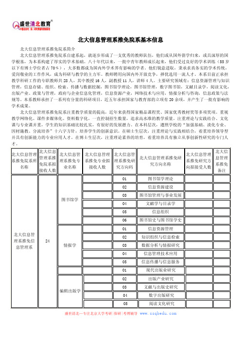 北大信息管理系推免院系基本信息