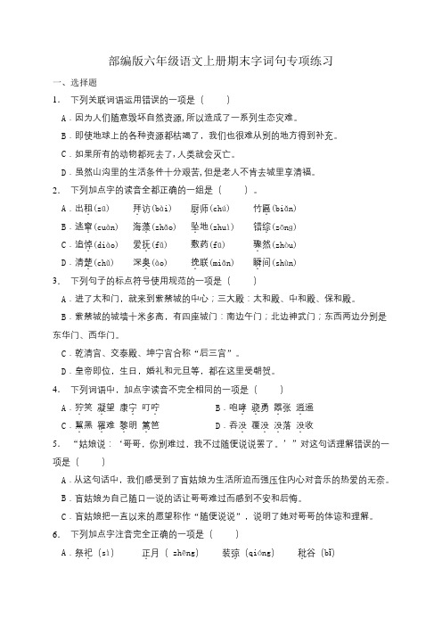 六年级语文上册期末字词句综合(含答案) (7)