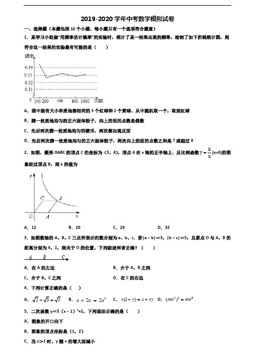 2020河南省三门峡市中考数学统考试题