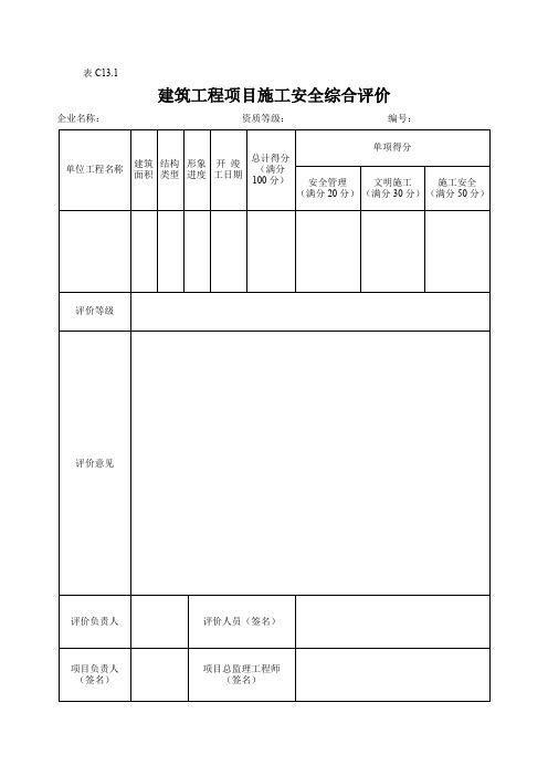 安全阶段性自评表