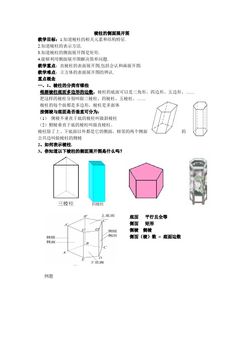 棱柱的侧面展开图
