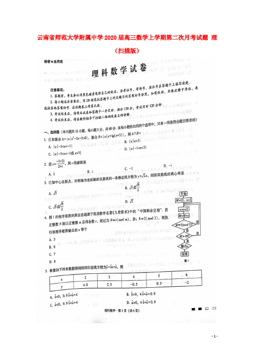 云南省师范大学附属中学2020届高三数学上学期第二次月考试题理(扫描版)