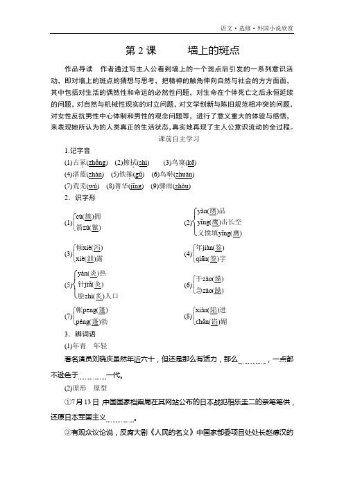 高中语文《墙上的斑点》导学案