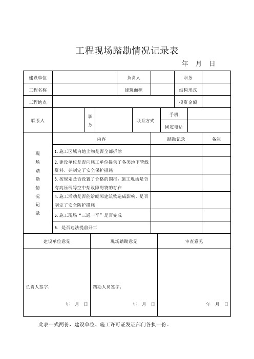 工程现场踏勘情况记录表