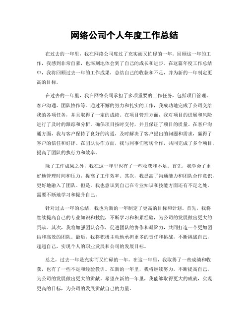 网络公司个人年度工作总结