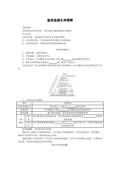 高考地理一轮专项复习学案-垂直地域分异规律(人教版)