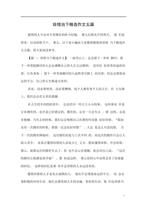 珍惜当下精选作文五篇