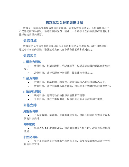 篮球运动员体能训练计划