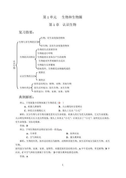 初中生物总复习提纲及知识点梳理