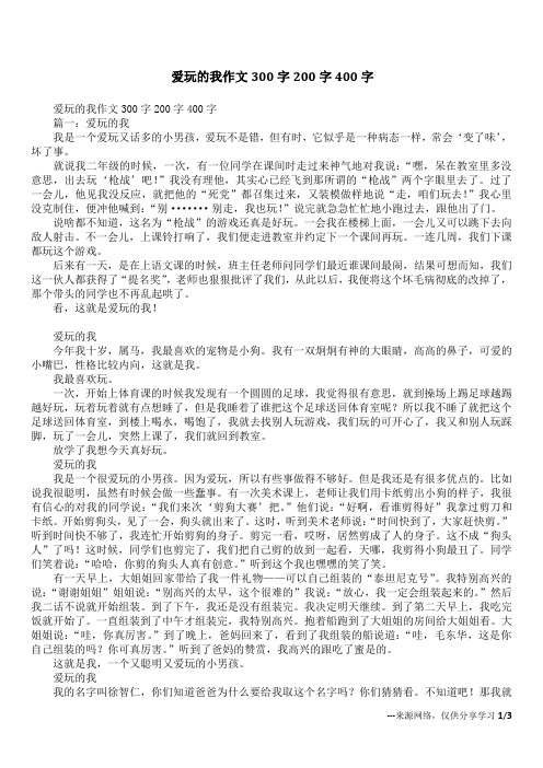 爱玩的我作文300字200字400字