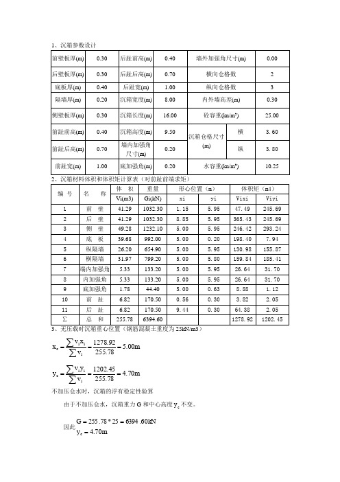 (完整版)沉箱浮游稳定计算(例子)