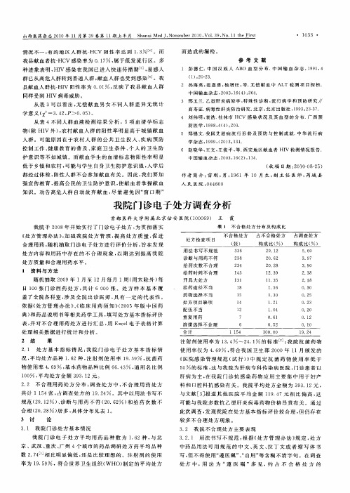 我院门诊电子处方调查分析