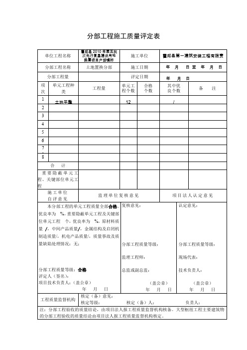 土地平整评定表(土地治理工程)