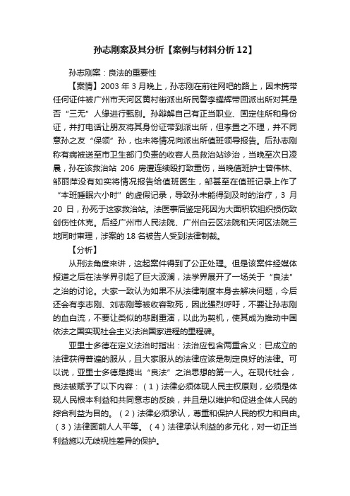 孙志刚案及其分析【案例与材料分析12】