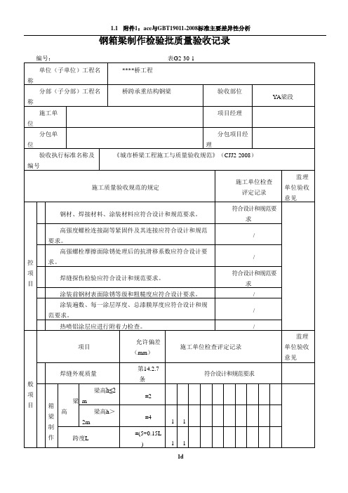 桥梁工程钢箱梁工序报验资料范例YA(完)