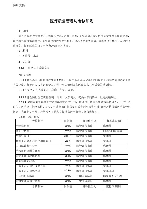 医疗质量管理与考核细则