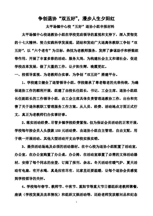 退教协小组双五好申报材料