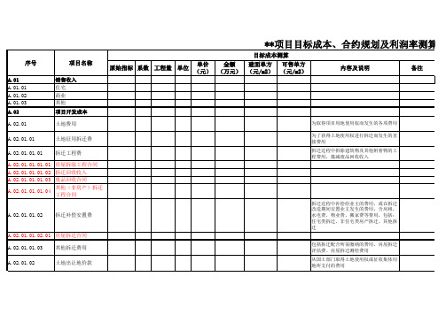 目标成本 合约规划及利润率测算表 