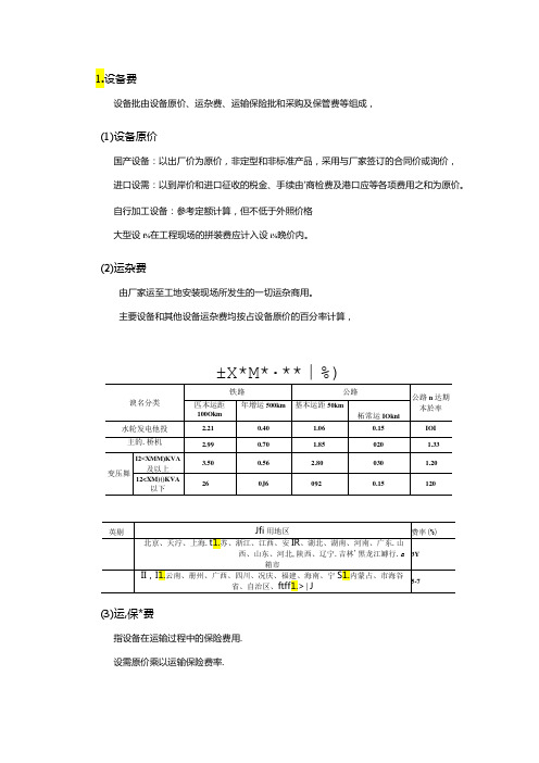 水利工程建筑预算定额教案1安装工程设备费构成及计算