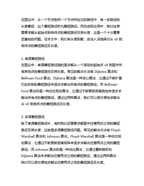 从 v0 到各终点的最短路径及长度