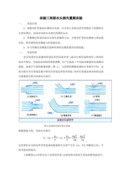 实验三 局部阻力系数的测定