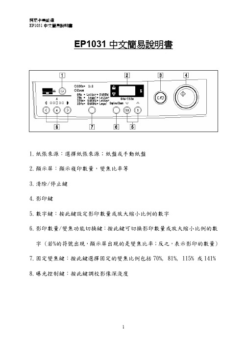 柯尼卡美能达 EP1031 中文简易说明书