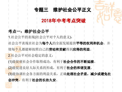 2018年中考政治总复习——专题三  维护社会公平正义