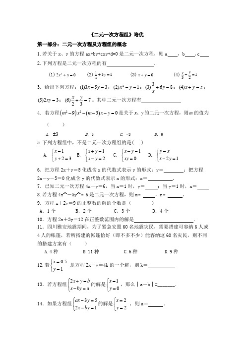 《二元一次方程组》培优(1)