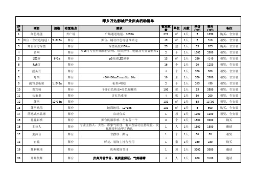 萍乡千禧传媒--萍乡天街影城开业庆典报价单