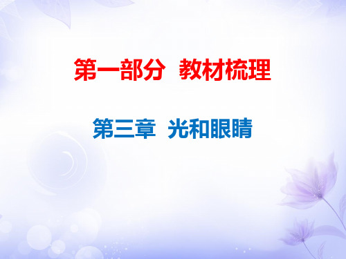 广东省2019年中考物理沪粤版总复习课件：第3章 光和眼睛(共58张PPT)