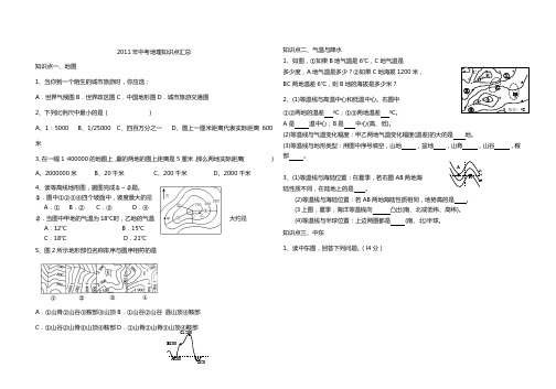 2011年中考地理知识点汇总