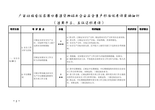 广西港口普通货物码头企业安全生产标准化考评实施细则