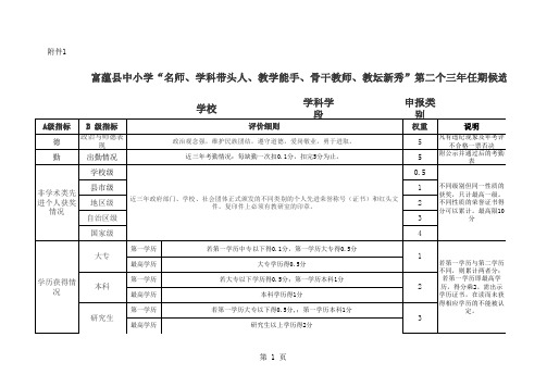 县级名师等评选 标准(新)