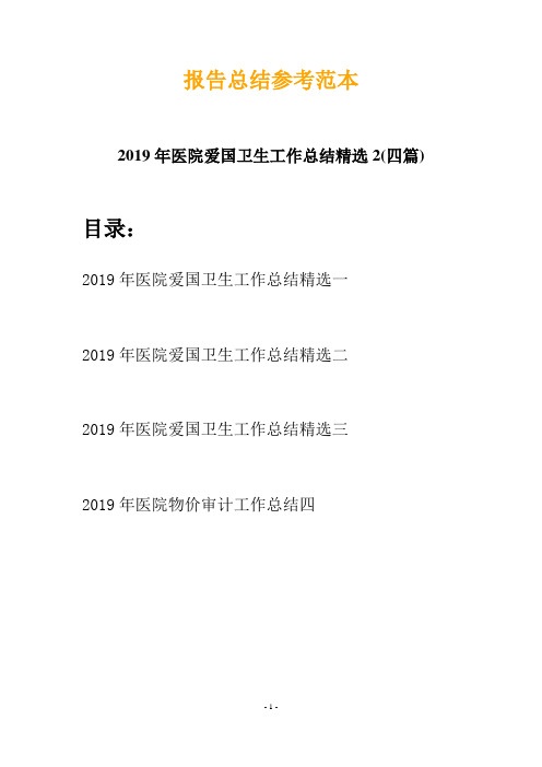 2019年医院爱国卫生工作总结精选2(四篇)