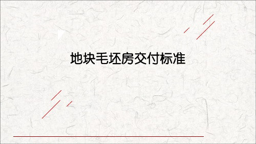 地产公司毛坯房交付标准室内、公区、外墙PPT