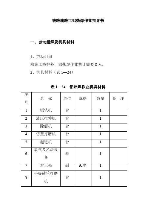 铁路线路工铝热焊作业指导书