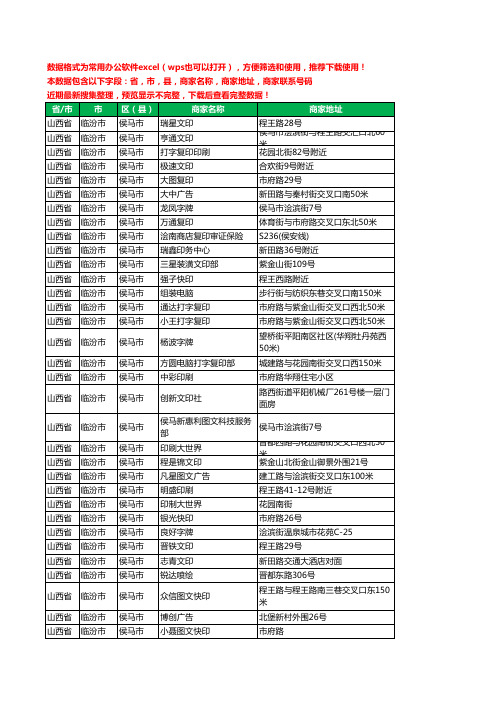 2020新版山西省临汾市侯马市图文工商企业公司商家名录名单黄页联系电话号码地址大全54家