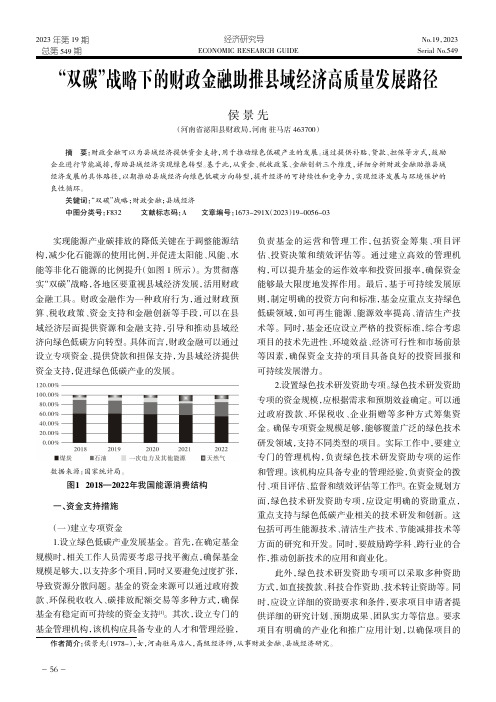 “双碳”战略下的财政金融助推县域经济高质量发展路径　