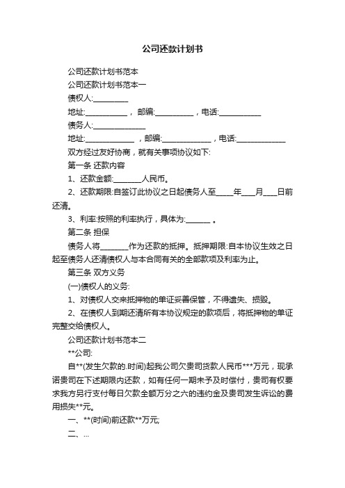 公司还款计划书